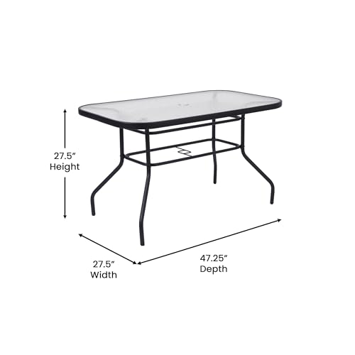 Flash Furniture Glass Dining Table with 4 Chairs, Black, 5-Piece Set
