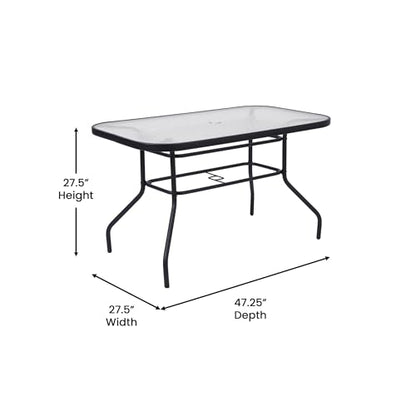 Flash Furniture Glass Dining Table with 4 Chairs, Black, 5-Piece Set