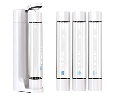 FIZZpod Soda Maker - Fizzy Drink Machine with 3 PET Bottles, 3 Caps, 1 Carbonator Cap and Manual - Make Homemade Sparkle Water, Juice, Coffee, Tea and Cocktail Drinks with Fruit (White)