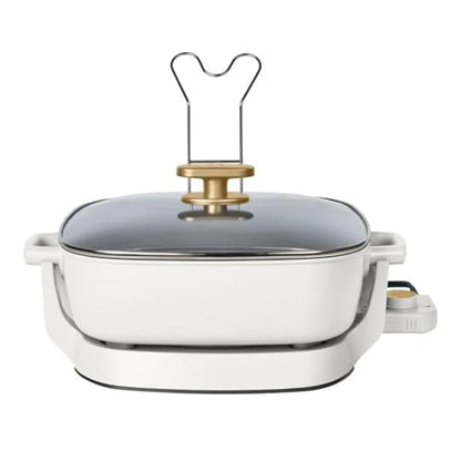 Wonderful 5-in-1 Detachable Electric Skillet 12x12 in, 7 Qt, Ceramic Nonstick, 1500W, Sauté & Slow Cook, 5 Cooking Modes,Tempered Glass Lid,Dishwasher Safe