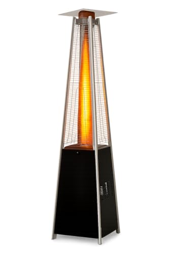 BTExpert 48000 BTU Pyramid Patio Heater for Outdoor Double Layer Stainless Steel Burner Triple Protection System Quartz Glass Tube Propane Heater for Home & Commerical Black