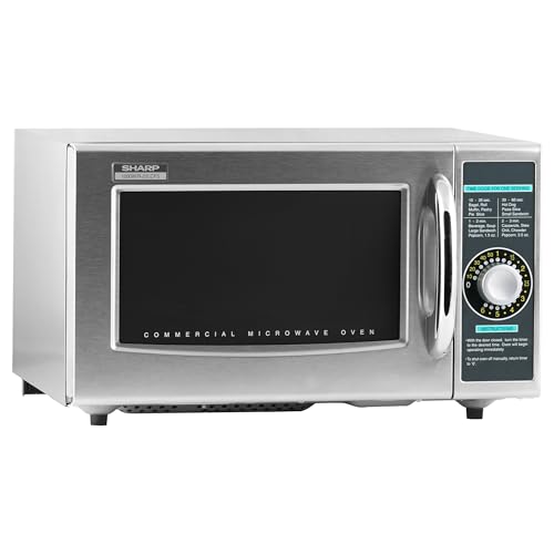 Sharp R-21LCFS Medium-Duty Commercial Microwave Oven with Dial Timer, Stainless Steel, 1000-Watts, 120-Volts