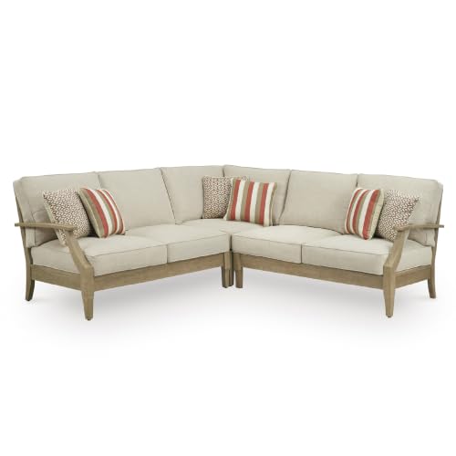Signature Design by Ashley Clare View 3-Piece Wood Patio Sectional, Beige