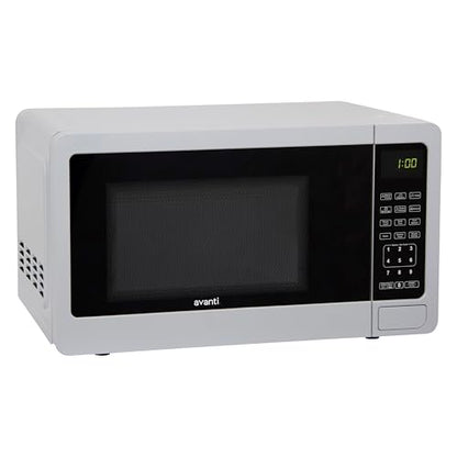 Avanti Countertop Microwave Oven Compact 0.7 Cu. Ft. with Digital Touch Controls, 6 One-Touch Presets, 10 Power Levels, 700W, Interior Lighting, Turntable, in White
