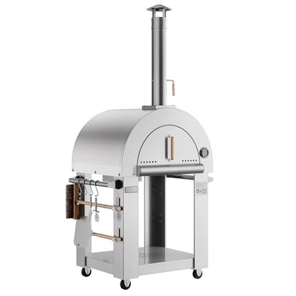 Pizza Oven, wood fire pizza oven for Outside Kitchen, Pizza Maker Oven Grill for Camping Backyard Party,38.6 Inch, Silver