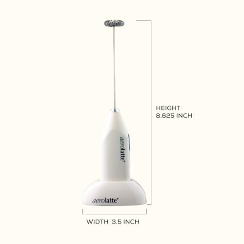 Aerolatte Milk Frother with Counter Stand, The Original Steam-Free Frother, Ivory, Batteries Included