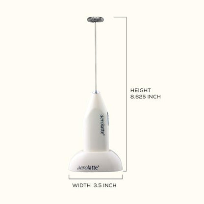Aerolatte Milk Frother with Counter Stand, The Original Steam-Free Frother, Ivory, Batteries Included