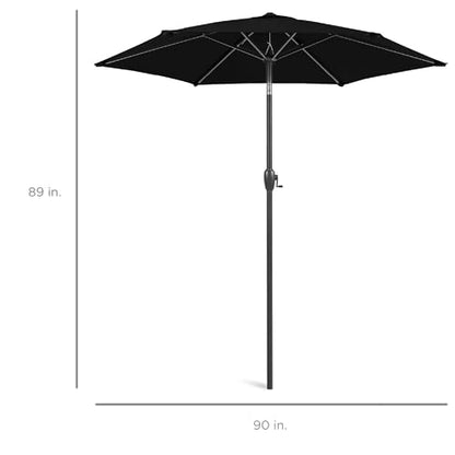 Best Choice Products 7.5ft Heavy-Duty Round Outdoor Market Table Patio Umbrella w/Steel Pole, Push Button Tilt, Easy Crank Lift - Black