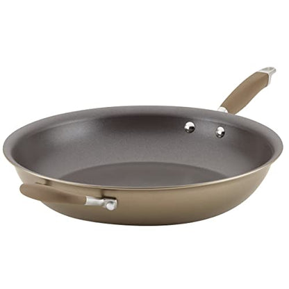 Anolon Advanced Home Hard Anodized Nonstick Frying Pan, 14.5 Inch – Large Skillet with Helper Handle, 14 Inch Nonstick Frying Pan, Durable Cookware - Bronze