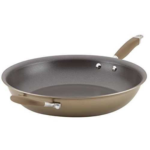 Anolon Advanced Home Hard Anodized Nonstick Frying Pan, 14.5 Inch – Large Skillet with Helper Handle, 14 Inch Nonstick Frying Pan, Durable Cookware - Bronze