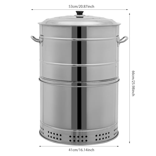 Pyroarle Large Portable Charcoal Grills, Stainless Charcoal BBQ Grill Barrel 360° Smokeless Outdoor with 50 Skewers, Boiling Pot Barbecue Smoker Grill for Travel, Outdoor Cooking and BBQ