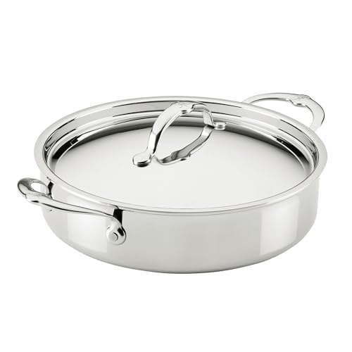 Hestan ProBond Luxe 3.5-Quart Sauteuse Braiser with Lid, Professional Clad Stainless Steel, ProCore Tri-Ply Clad Construction, Polished Exterior, Induction & Oven Safe