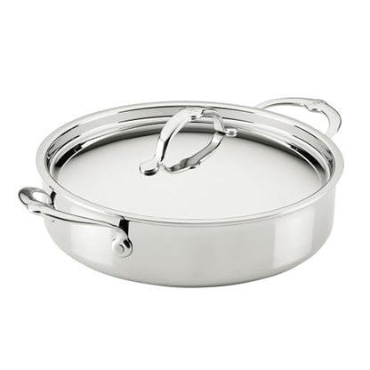 Hestan ProBond Luxe 3.5-Quart Sauteuse Braiser with Lid, Professional Clad Stainless Steel, ProCore Tri-Ply Clad Construction, Polished Exterior, Induction & Oven Safe