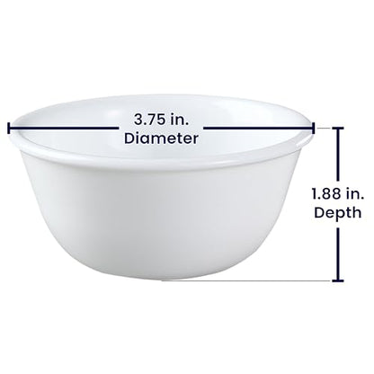 Corelle Vitrelle 6-oz Ramekin Bowls, Set of 6 Chip & Crack Resistant Bowls, Great For Dips, Condiments, Ice Cream, Small Side Dishes, Ceramic Dessert Bowls Set, Winter Frost White
