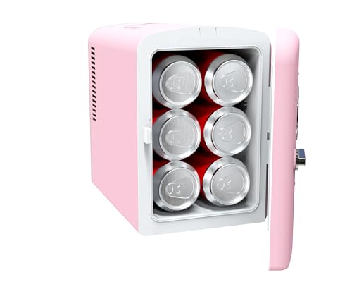 Frigidaire Retro 9-Can Mini Personal Fridge Portable Cooler for Car, Office, Bedroom, Dorm Room, or Cabin, 11.8" D x 7.1" W x 10.1" H, PINK