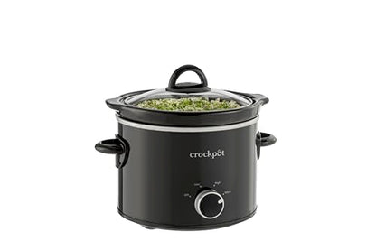 Crock-Pot 2-Quart Manual Slow Cooker, Feeds 2+ People, Great for Small Meals, Dips, & Sides; Removable Stoneware is Oven & Dishwasher-Safe, Black