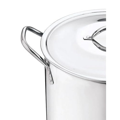 12 Quart Stainless Steel Stock Pot with Lid - Professional Grade Soup Pot for Pasta, Stews & Large Batches, Riveted Cool-Touch Handles, Commercial Kitchen Use
