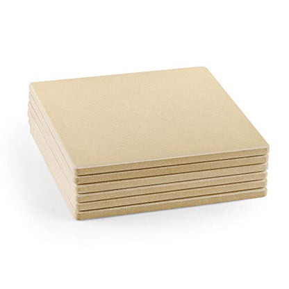 Cook N Home Pizza Grilling Stone Set, 7.5-Inch Rectangular Heavy Duty Cordierite Bread Baking Stone for Oven and Grill, Ideal for Baking Crisp Crust Pizza, Thermal Shock Resistant, 6-Pack with Scraper