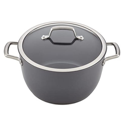 Anolon Accolade Forged Hard Anodized Nonstick Pots & Pans - Induction Cookware Set - 12 Piece - Moonstone Gray