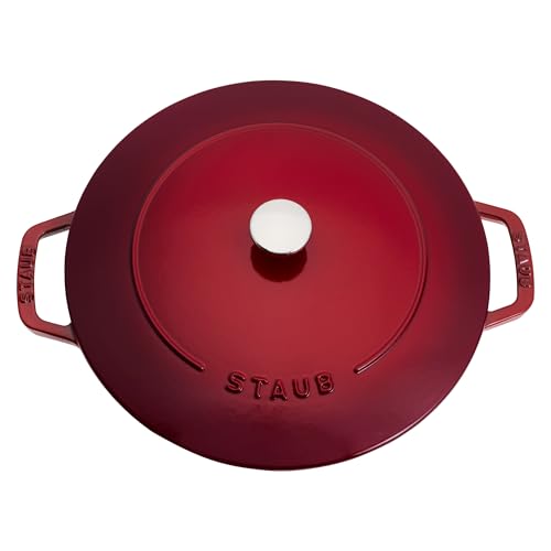 Staub Cast Iron Essential French Oven, Dutch Oven, 5-quart, serves 5-6, Made in France - Cherry