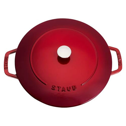 Staub Cast Iron Essential French Oven, Dutch Oven, 5-quart, serves 5-6, Made in France - Cherry