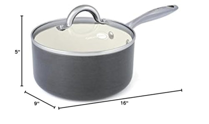 GreenPan Lima 3D 2 Quart Hard Anodized Non-Stick Ceramic Covered Saucepan
