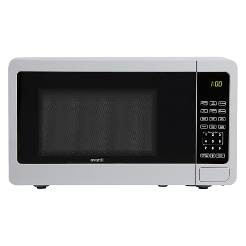 Avanti Countertop Microwave Oven Compact 0.7 Cu. Ft. with Digital Touch Controls, 6 One-Touch Presets, 10 Power Levels, 700W, Interior Lighting, Turntable, in White
