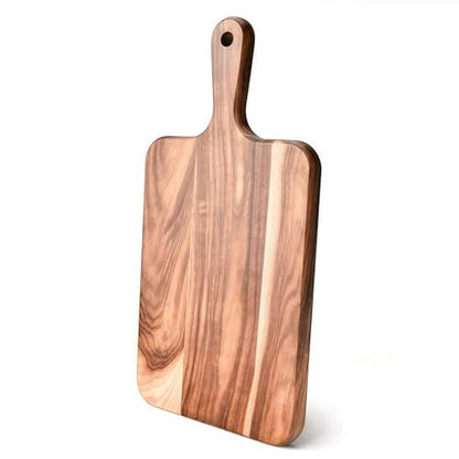 Eugelrom Acacia Wood Cutting Board with Handle - 14 x 7in, Wooden Chopping Board for Meat, Cheese, Bread, Fruits & Vegetables – Ideal Charcuterie & Serving Board, Durable Butcher Block