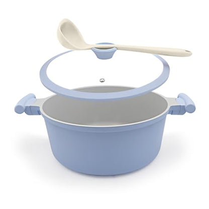 AIKENBBKK 5 Quart Stock Pot with Lid, Non Stick Cooking Pot, Ceramic Soup Pot Nonstick, Induction Cookware for Pasta,Soup,Spaghetti, Stay-Cool Handle, Suitable for All Stoves, PFAS-Free, Blue