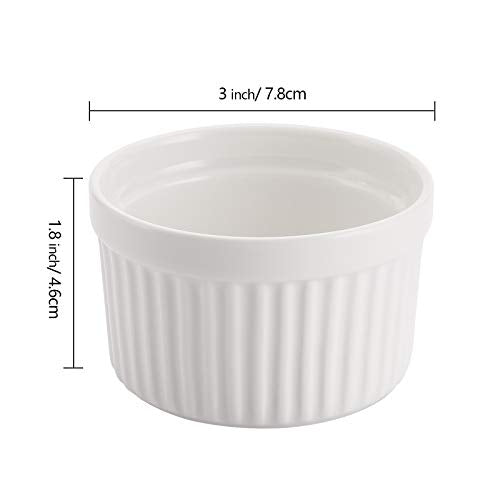 Foraineam Set of 12 Porcelain Ramekins Bakeware, 4 Ounce White Souffle Dishes Dessert Custard Baking Cups for Baking, Cooking, Serving