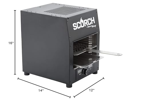 Flame King Scorch Smokeless Infrared Electric Broiler for Indoor Use, Fits on Kitchen Counter, Insulated, Comes with Broiler Tray Black