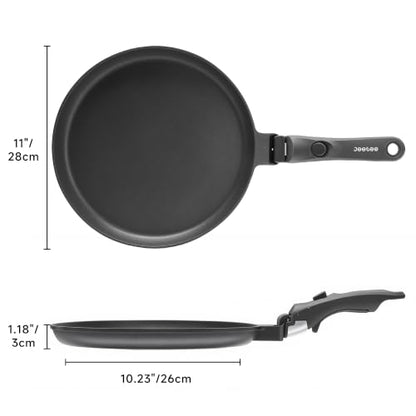 JEETEE Nonstick Crepe Pan with Detachable Handle, 11" Titanium Pancake Pan