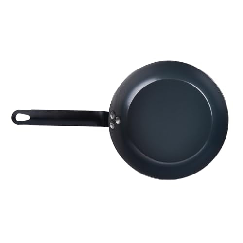 Restaurantware-Met Lux 9 Inch Fry Pan, 1 Lightweight Frying Pan - Induction-Ready, Triple-Riveted, Black Carbon Steel Cooking Skillet, Durable, For Searing, Sauteing, And Browning Food