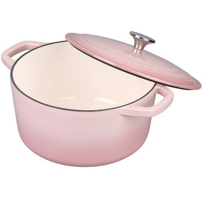 VORRINGARD Enameled Cast Iron Dutch Oven Pot with Lid, for Bread Baking, Round Bread Oven- include Sourdough Bread Baking Supplies set, 4.5QT, Pink