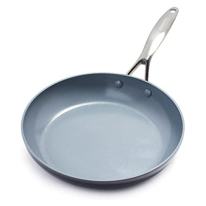 GreenPan Valencia Pro Ceramic Nonstick 12” Frying Pan Skillet, Hard Anodized PFAS-Free Cookware, Induction Ready, Compatible on All Cooktops, Eggs & Omelets, Dishwasher Safe, Oven Safe to 600F, Gray