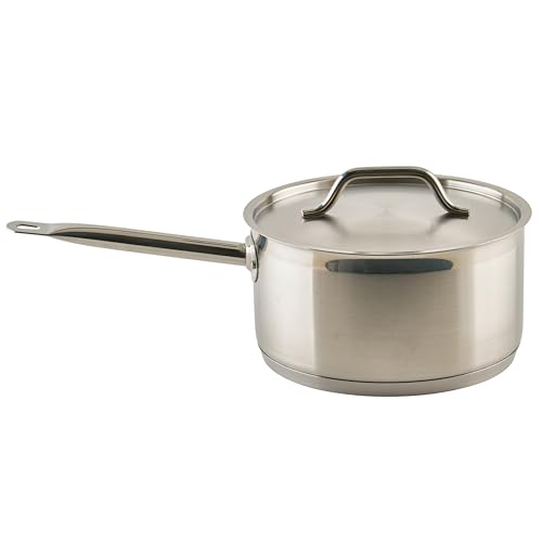 Winco Heavy-Duty Stainless Steel Sauce Pan with Cover, 6 Quart