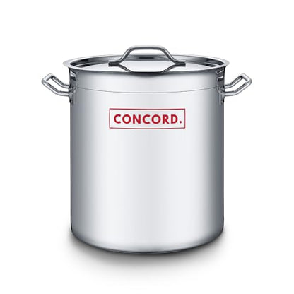 Concord T Series Professional Grade Stainless Steel Stock Pot Cookware. Featuring Triply Bottom and Reinforced Rim. (20 Quart)