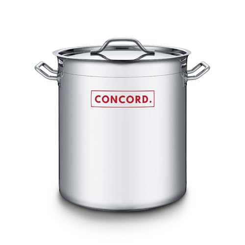 Concord T Series Professional Grade Stainless Steel Stock Pot Cookware. Featuring Triply Bottom and Reinforced Rim. (20 Quart)
