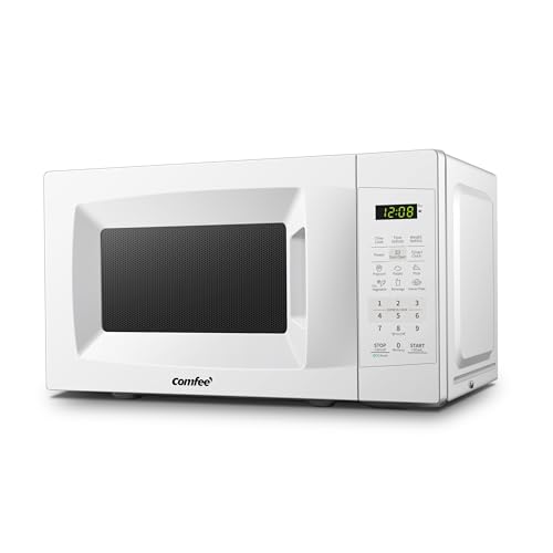 COMFEE' Countertop Microwave Oven, 0.7 Cu.Ft, 700W,Pearl White, ECO Mode