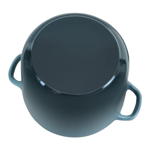Flavehc Dutch Oven Pot with Lid 1.8 qt Cast Iron Dutch Oven for Bread Baking Slateblue Enameled Cast Iron Rice Pot with Handels