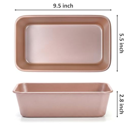 Elsjoy 4 Pack Non-Stick Loaf Pan, 9.5 x 5.5 Inch Champagne Bread Loaf Pans Carbon Steel Bread Tin Set for Baking, Metal Bakeware for Bread, Meatloaf, Cake