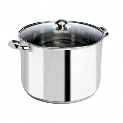 Ecolution Pure Intentions Stock Pot - Features Tempered Glass Lid, Stay-Cool Handles, and Encapsulated Bottom - Oven Safe - Curbside Recyclable Stainless Steel - 12 Quarts
