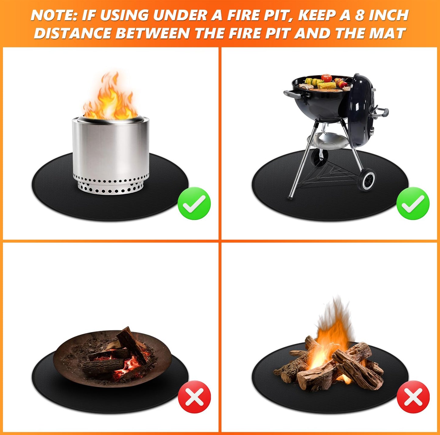 36'' Fire Pit Mat for Solo Stove Bonfire, Double-Sided Fireproof Under Grill Mat Deck Patio Protector Pad, Round BBQ Mat for Solo Stove Accessories, Easy to Clean, Reusable - CookCave