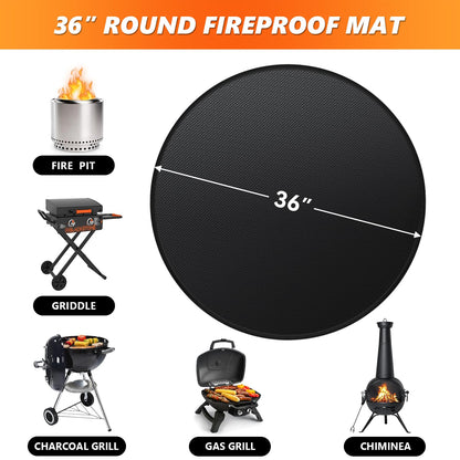 36'' Fire Pit Mat for Solo Stove Bonfire, Double-Sided Fireproof Under Grill Mat Deck Patio Protector Pad, Round BBQ Mat for Solo Stove Accessories, Easy to Clean, Reusable - CookCave