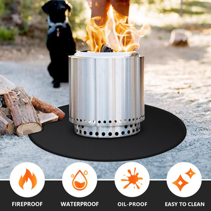 36'' Fire Pit Mat for Solo Stove Bonfire, Double-Sided Fireproof Under Grill Mat Deck Patio Protector Pad, Round BBQ Mat for Solo Stove Accessories, Easy to Clean, Reusable - CookCave