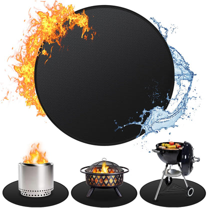36'' Fire Pit Mat for Solo Stove Bonfire, Double-Sided Fireproof Under Grill Mat Deck Patio Protector Pad, Round BBQ Mat for Solo Stove Accessories, Easy to Clean, Reusable - CookCave