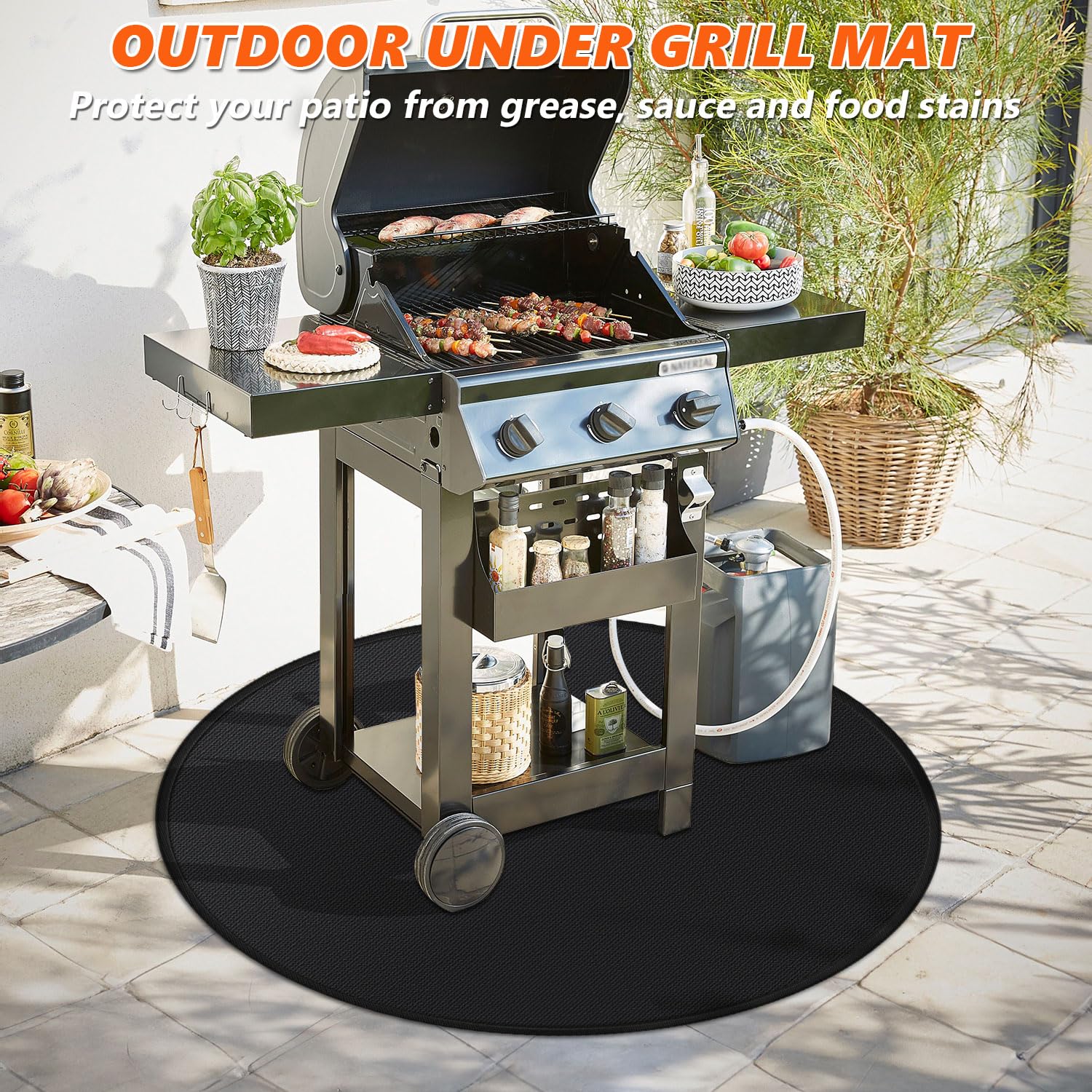 36'' Fire Pit Mat for Solo Stove Bonfire, Double-Sided Fireproof Under Grill Mat Deck Patio Protector Pad, Round BBQ Mat for Solo Stove Accessories, Easy to Clean, Reusable - CookCave