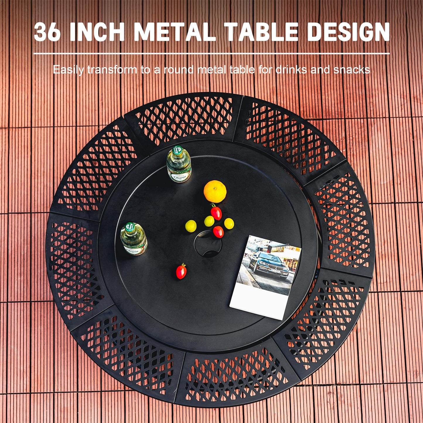 36 Inch Fire Pit with 2 Cooking Grills,Outdoor Wood Burning BBQ Firepit with Lid, 3-in-1 Outdoor Fire Pit for Backyard Deck Bonfire Patio Picnic - CookCave