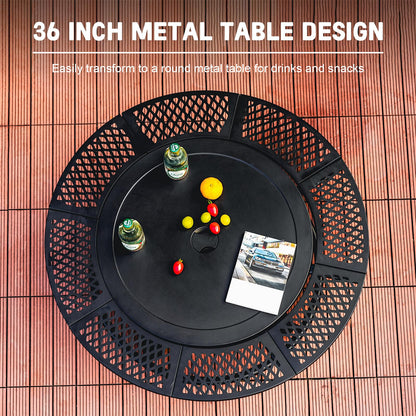 36 Inch Fire Pit with 2 Cooking Grills,Outdoor Wood Burning BBQ Firepit with Lid, 3-in-1 Outdoor Fire Pit for Backyard Deck Bonfire Patio Picnic - CookCave