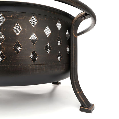 36 Inch Fire Pits for Outside Outdoor Wood Burning Firepit with BBQ Grate Large Heavy Duty Steel Firepit Bowl Bonfire Pit for Patio Backyard Garden Camping - CookCave